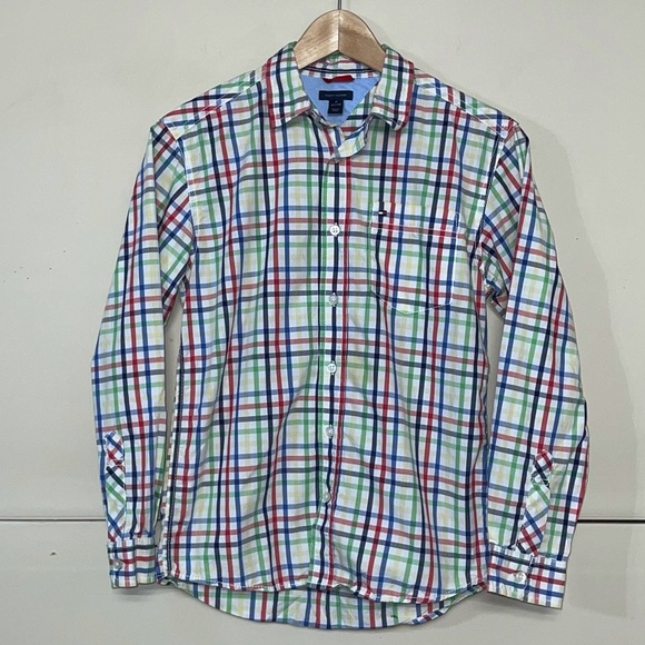 Lot of 2 Tommy Hilfiger boys plaid long sleeve Sz M 12-14 - Picture 2 of 7